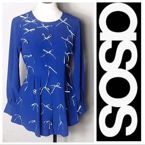 ASOS Long Sleeve Bow Ribbon Front Romper